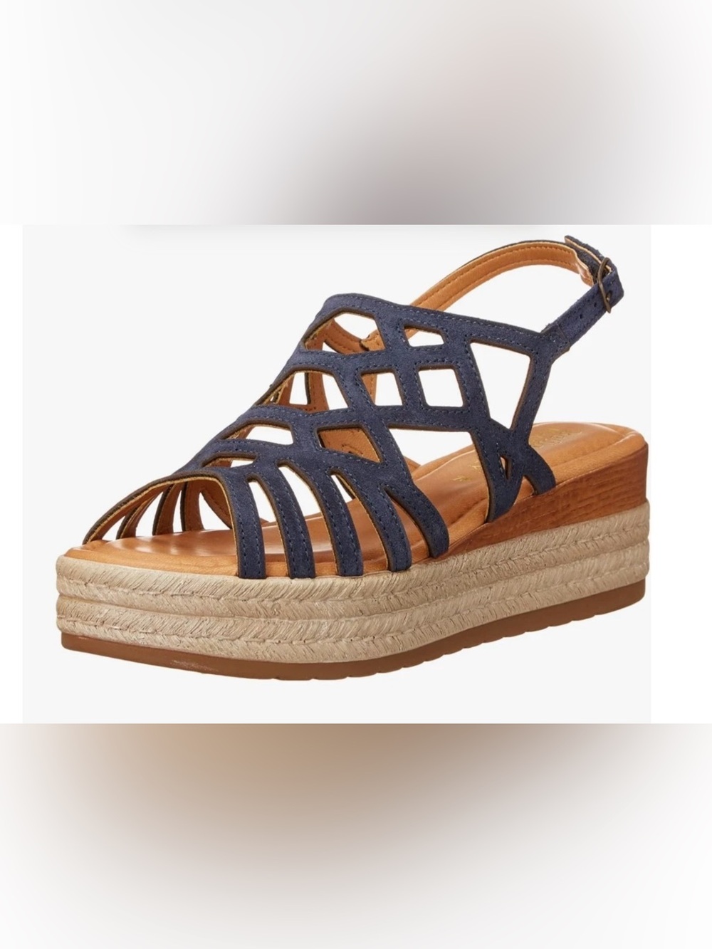 Bella Vita Navy Cutout Espadrille Platform Sandal